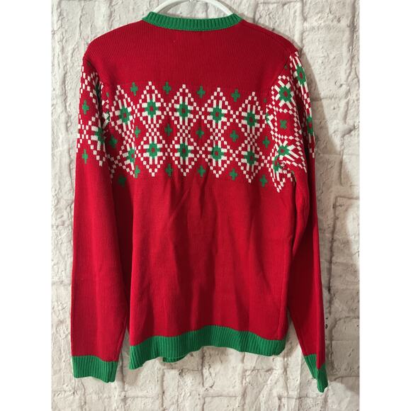 Holiday Time Ugly Christmas Sweater Lights Up Unisex M (38/40)Cow Sweater - Picture 2 of 7